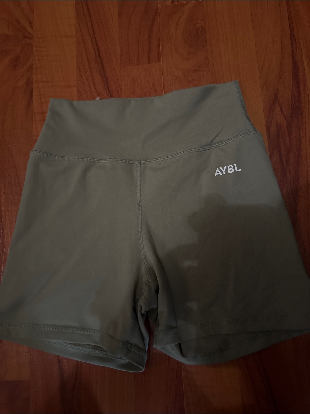 AYBL Olive High-Rise Bike Shorts with Logo